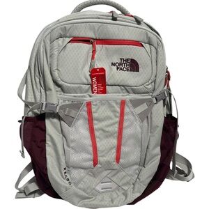 The North Face Gray and Burgundy Women's Flex bent Backpack-Laptop Sleeve